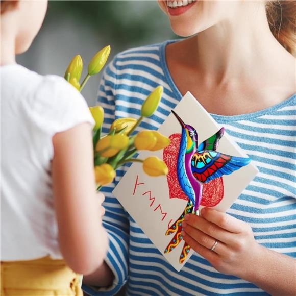 4 Pack Metal Hummingbird Wall Art Decor Metal Colorful Birds 3D Hanging Decor - Picture 6 of 8